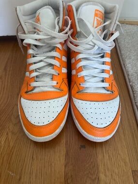 adidas White and Orange High-Top Sneakers